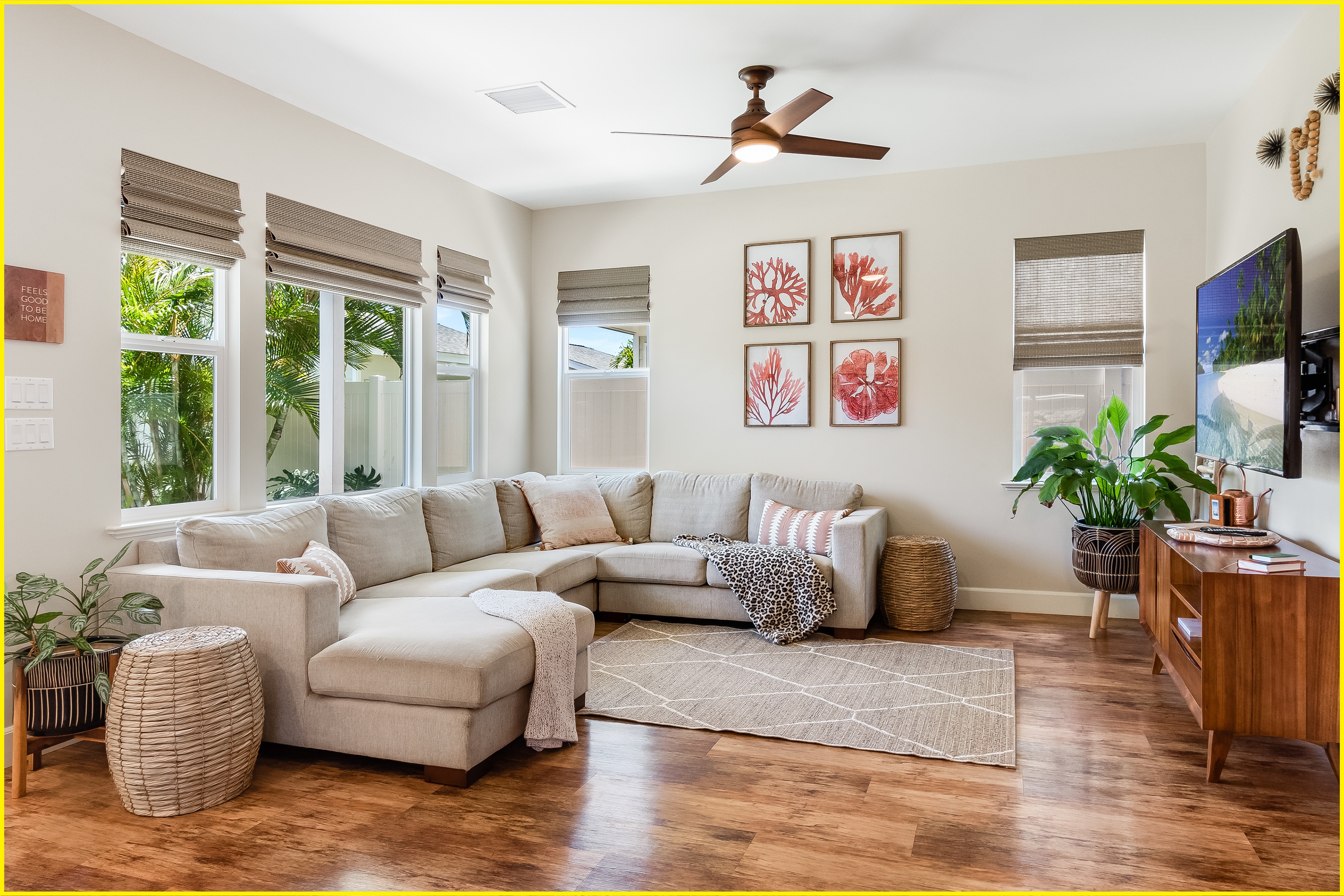 Warm and inviting living room with a large sectional sofa